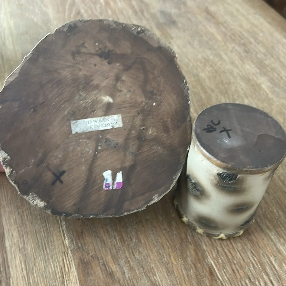 Deer antler toothbrush plate with cup holder and cup/candle holder